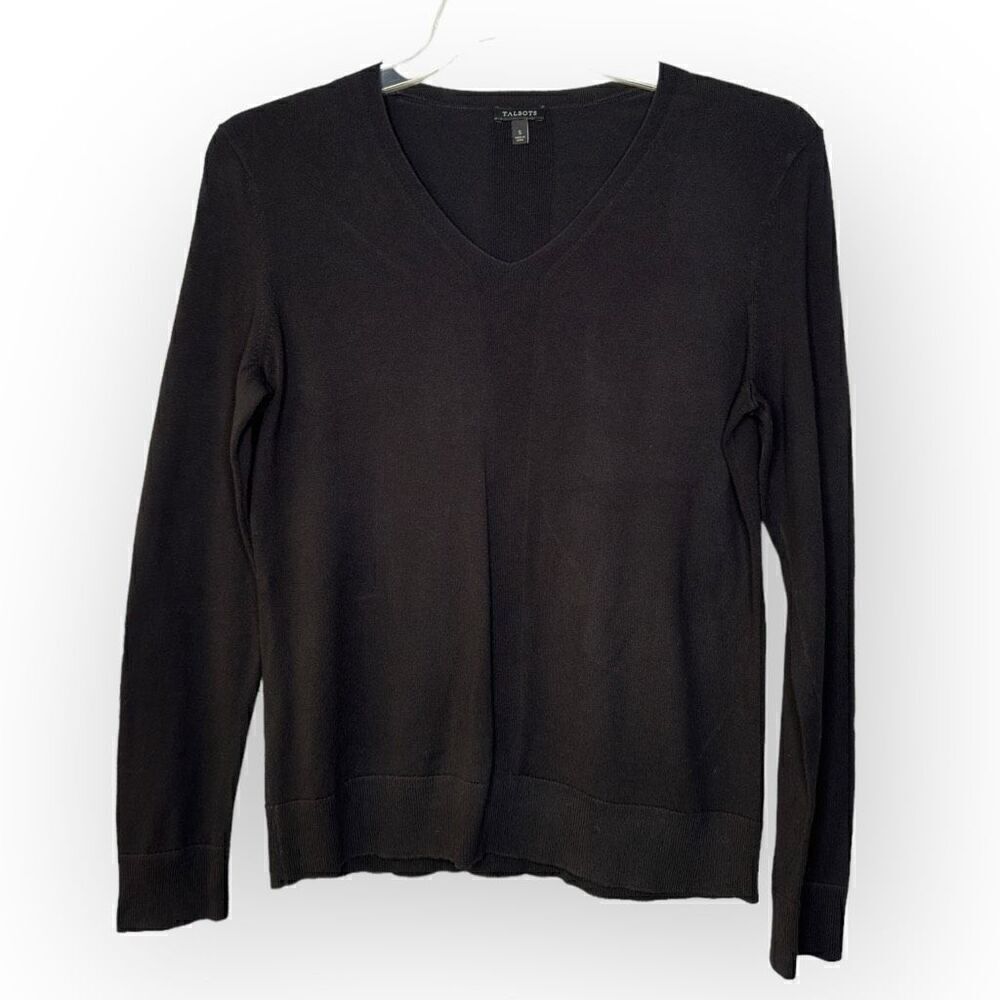 Talbots Black Sweater long sleeve V-neck woman’s size S